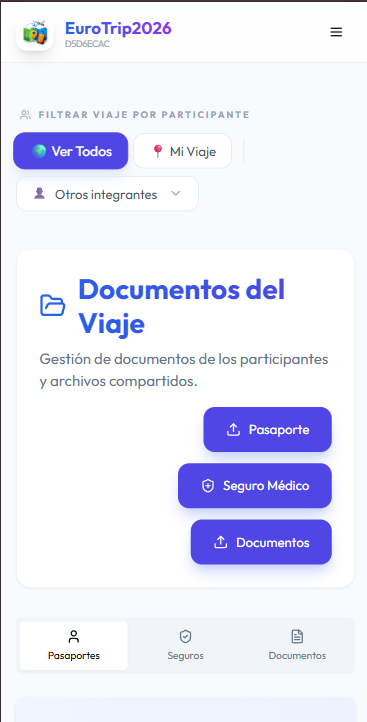 Documentos del viaje: pasaportes, seguros y archivos